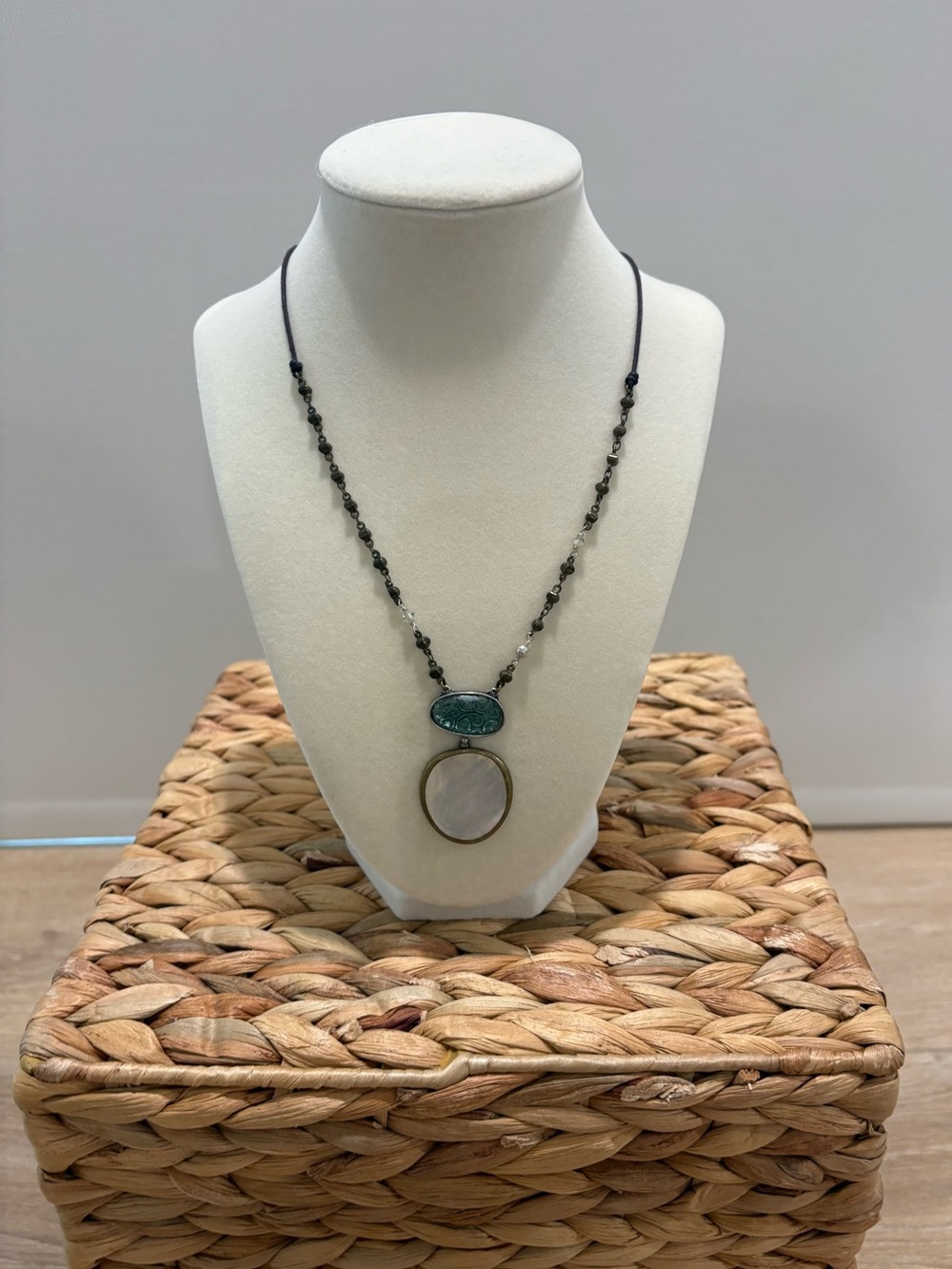 Silpada Mother of Pearl & Mixed Stone Double Drop Pendant Necklace